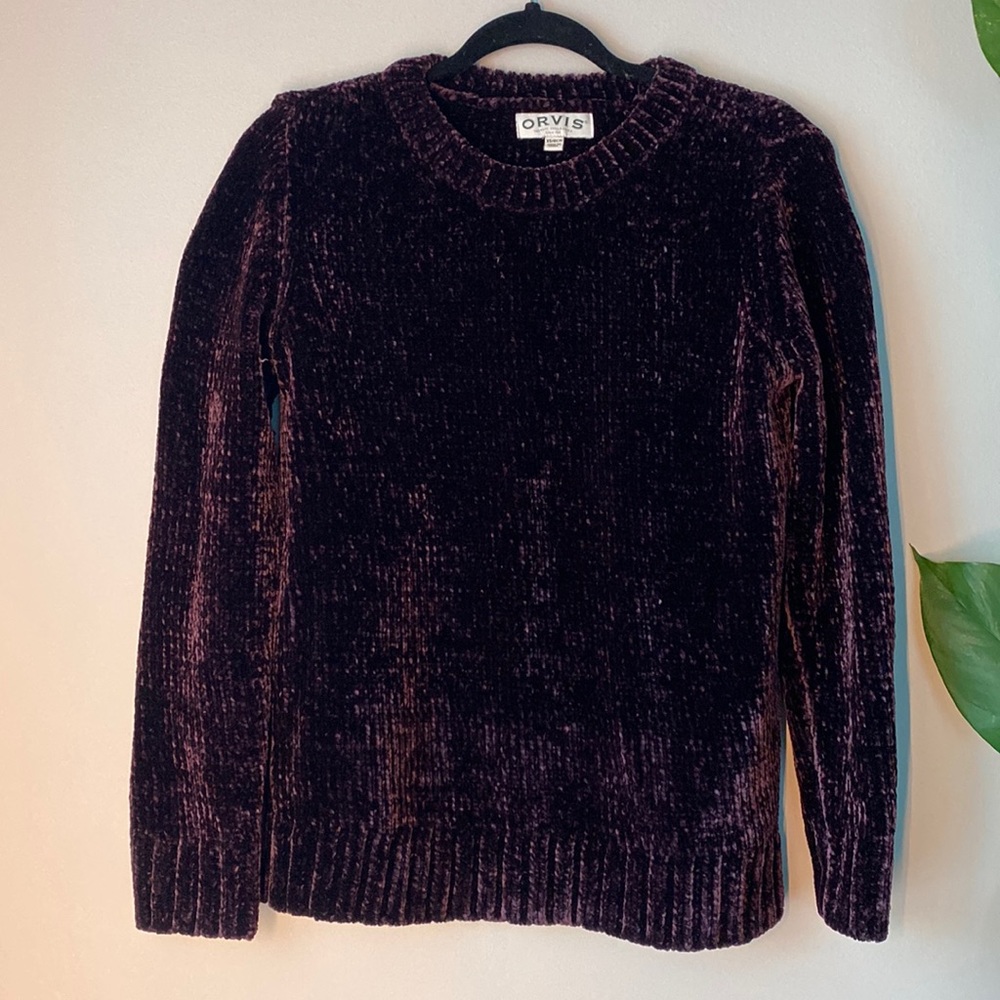Orvis Crew Neck Chenille Sweater Plum Women’s Size XS
